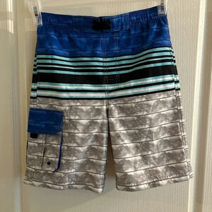 Boys O’Rageous Swimming Shorts/trunks size 10/12 With Pockets NWOT blue/gray